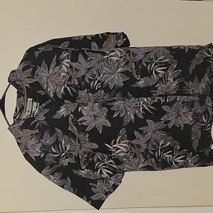 Columbia Tropical Hawaiian Short Sleeve Button Up Shirt Mens Size XL Black White